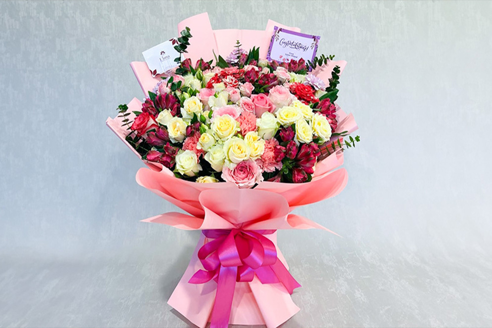 chocolate flower bouquet, affordable flower bouquet, best flower shop in al ain